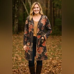 Catherine Malandrino Floral Open Front Cardigan Jacket | Size Small